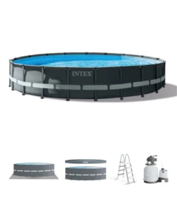 PISCINA FUORI TERRA CON STRUTTURA RETTANGOLARE INTEX "ULTRA XTR FRAME" POMPA A SABBIA ANTRACITE 610X122 CM - COD. 26334NP
