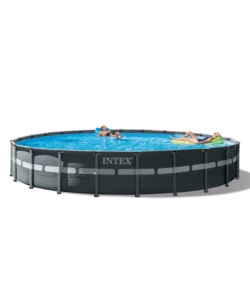PISCINA FUORI TERRA CON STRUTTURA ROTONDA INTEX "ULTRA XTR FRAME" POMPA A SABBIA GRIGIO SCURO 732X132 CM - COD. 26340NP