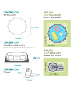 PISCINA FUORI TERRA CON STRUTTURA ROTONDA INTEX "ULTRA XTR FRAME" POMPA A SABBIA GRIGIO SCURO 732X132 CM - COD. 26340NP