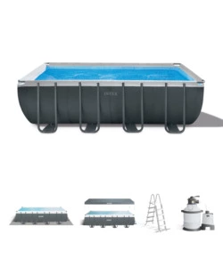 PISCINA FUORI TERRA CON STRUTTURA RETTANGOLARE INTEX "ULTRA XTR FRAME" ANTRACITE 549X274X132CM - COD. 26356NP