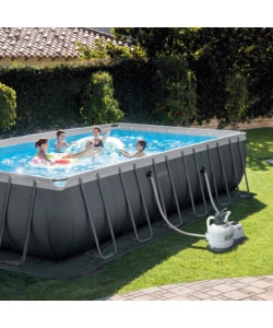 PISCINA FUORI TERRA CON STRUTTURA RETTANGOLARE INTEX "ULTRA XTR FRAME" ANTRACITE 732X366X132 CM - COD. 26368NP
