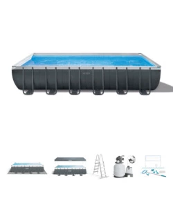 PISCINA FUORI TERRA CON STRUTTURA RETTANGOLARE INTEX "ULTRA XTR FRAME" ANTRACITE 732X366X132 CM - COD. 26368NP