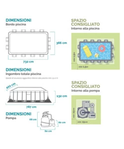 PISCINA FUORI TERRA CON STRUTTURA RETTANGOLARE INTEX "ULTRA XTR FRAME" ANTRACITE 732X366X132 CM - COD. 26368NP