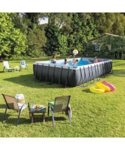 PISCINA FUORI TERRA CON STRUTTURA RETTANGOLARE INTEX "ULTRA XTR FRAME" ANTRACITE 732X366X132CM - COD. 26364NP