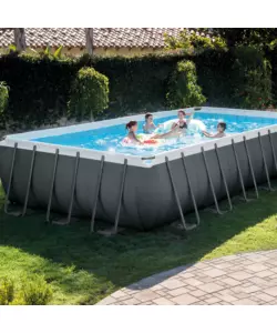 PISCINA FUORI TERRA CON STRUTTURA RETTANGOLARE INTEX "ULTRA XTR FRAME" ANTRACITE 732X366X132CM - COD. 26364NP