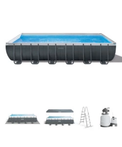 PISCINA FUORI TERRA CON STRUTTURA RETTANGOLARE INTEX "ULTRA XTR FRAME" ANTRACITE 732X366X132CM - COD. 26364NP