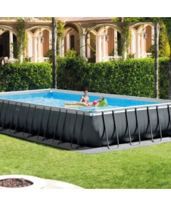 PISCINA FUORI TERRA CON STRUTTURA RETTANGOLARE INTEX "ULTRA XTR FRAME" ANTRACITE 975X488X132CM - COD. 26378NP