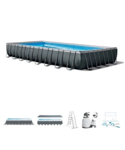 PISCINA FUORI TERRA CON STRUTTURA RETTANGOLARE INTEX "ULTRA XTR FRAME" ANTRACITE 975X488X132CM - COD. 26378NP