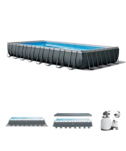 PISCINA FUORI TERRA CON STRUTTURA RETTANGOLARE INTEX "ULTRA XTR FRAME" ANTRACITE 975X488X132CM - COD. 26374GN