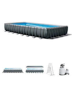 PISCINA FUORI TERRA CON STRUTTURA RETTANGOLARE INTEX "ULTRA XTR FRAME" ANTRACITE 975X488X132CM - COD. 26374NP
