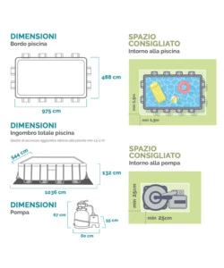 PISCINA FUORI TERRA CON STRUTTURA RETTANGOLARE INTEX "ULTRA XTR FRAME" ANTRACITE 975X488X132CM - COD. 26374NP