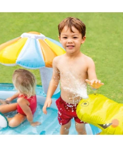 PLAY CENTER GONFIABILE INTEX "ALLIGATORE" C/SPRUZZO CM 201X170X84 - COD. 57165NP