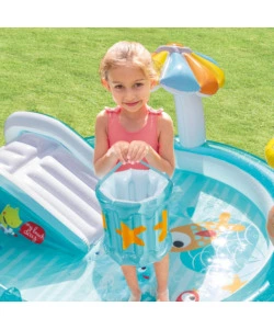 PLAY CENTER GONFIABILE INTEX "ALLIGATORE" C/SPRUZZO CM 201X170X84 - COD. 57165NP