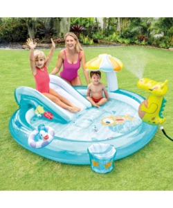 PLAY CENTER GONFIABILE INTEX "ALLIGATORE" C/SPRUZZO CM 201X170X84 - COD. 57165NP