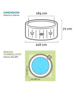 PISCINA IDROMASSAGGIO GONFIABILE INTEX "PURESPA PLUS BUBBLE MASSAGE SET" NAVY 216X71CM - COD. 28432EX