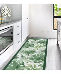 PASSATOIA IN VINILE "RUNNER" FANTASIA "GREEN TROPICAL", 120X50 CM