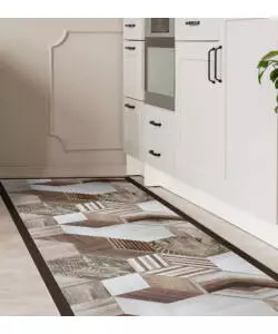 PASSATOIA IN VINILE "RUNNER" FANTASIA "WOOD TROPICAL HEXAGONS", 120X50 CM