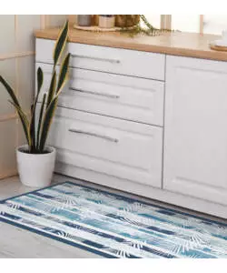 PASSATOIA IN VINILE "RUNNER" FANTASIA "BLUE TROPICAL", 120X50 CM