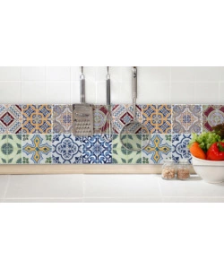 PARASCHIZZI DA CUCINA IN ALLUMINIO FANTASIA "AZULEJOS", 24X48 CM