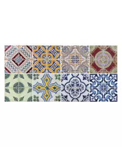 PARASCHIZZI DA CUCINA IN ALLUMINIO FANTASIA "AZULEJOS", 24X48 CM