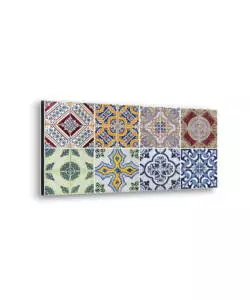 PARASCHIZZI DA CUCINA IN ALLUMINIO FANTASIA "AZULEJOS", 24X48 CM
