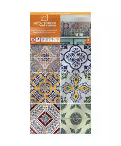 PARASCHIZZI DA CUCINA IN ALLUMINIO FANTASIA "AZULEJOS", 24X48 CM