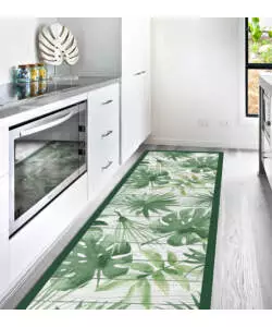 PASSATOIA IN VINILE "RUNNER" FANTASIA "GREEN TROPICAL", 180X50 CM