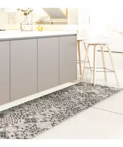 PASSATOIA IN VINILE "RUNNER" FANTASIA "PIASTRELLE GRIGIE", 180X50 CM