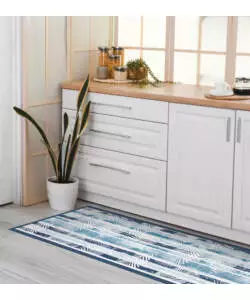 PASSATOIA IN VINILE "RUNNER" FANTASIA "BLUE TROPICAL", 180X50 CM