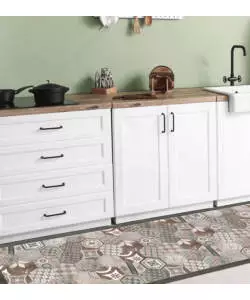 PASSATOIA IN VINILE "RUNNER" FANTASIA "HEXAGONAL GREEN TILES", 180X50 CM