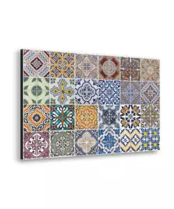PARASCHIZZI DA CUCINA IN ALLUMINIO FANTASIA "AZULEJOS", 72X48 CM