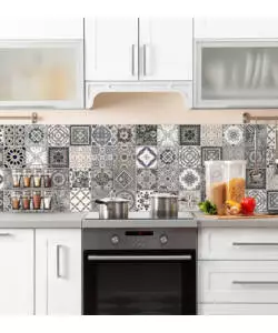 PARASCHIZZI ADESIVO DA CUCINA FANTASIA "AZULEJOS ANTICHI", 190X60 CM