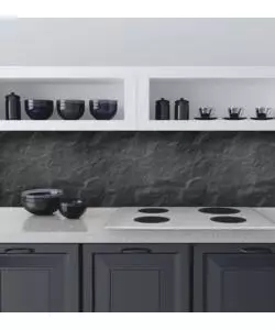 PARASCHIZZI ADESIVO DA CUCINA FANTASIA "PIETRA NERA", 190X60 CM