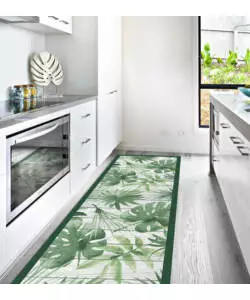 PASSATOIA IN VINILE "RUNNER" FANTASIA "GREEN TROPICAL", 240X50 CM