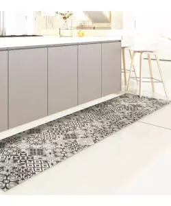 PASSATOIA IN VINILE "RUNNER" FANTASIA "PIASTRELLE GRIGIE", 240X50 CM