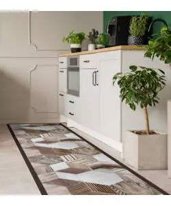 PASSATOIA IN VINILE "RUNNER" FANTASIA "WOOD TROPICAL HEXAGONS", 240X50 CM