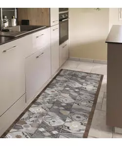 PASSATOIA IN VINILE "RUNNER" FANTASIA "HAND-DRAWN TILES", 240X50 CM