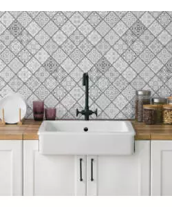 PARASCHIZZI ADESIVO DA CUCINA FANTASIA "PEWTER TILES", 260X60 CM