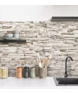 PARASCHIZZI ADESIVO DA CUCINA FANTASIA "BEIGE STONE", 260X60 CM
