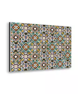 PARASCHIZZI DA CUCINA IN ALLUMINIO FANTASIA "GREEN TILES", 84X60 CM