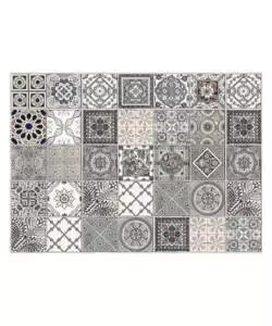 PARASCHIZZI DA CUCINA IN ALLUMINIO FANTASIA "GREY AZULEJOS", 84X60 CM
