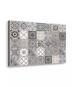 PARASCHIZZI DA CUCINA IN ALLUMINIO FANTASIA "GREY AZULEJOS", 84X60 CM