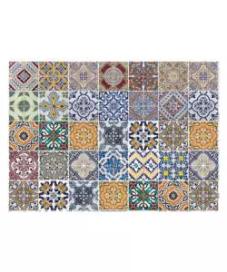 PARASCHIZZI DA CUCINA IN ALLUMINIO FANTASIA "AZULEJOS", 84X60 CM