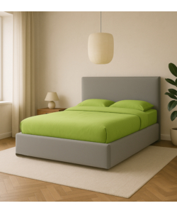LETTO MATRIMONIALE CONTENITORE "ZOOM" IN ECOPELLE GRIGIO 160X190 CM
