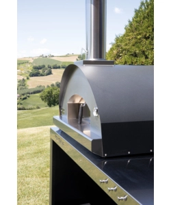 FORNO PIZZA A LEGNA FONTANA "MANGIAFUOCO" COLORE ANTRACITE 4 PIZZE