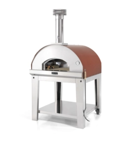 FORNO PIZZA A LEGNA CON CARRELLO FONTANA "MARINARA" COLORE ROSSO 5 PIZZE