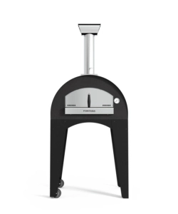 FORNO PIZZA A LEGNA CON CARRELLO FONTANA "ISCHIA" COLORE ANTRACITE 2 PIZZE
