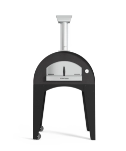 FORNO PIZZA A LEGNA CON CARRELLO FONTANA "CAPRI" COLORE ANTRACITE 2 PIZZE
