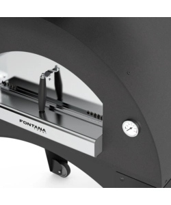 FORNO PIZZA A LEGNA CON CARRELLO FONTANA "AMALFI" COLORE ANTRACITE 3 PIZZE