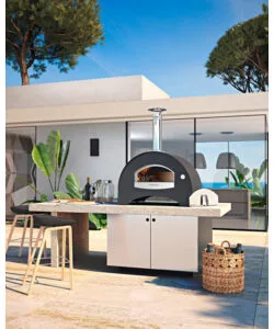 FORNO PIZZA A LEGNA FONTANA "AMALFI" COLORE ANTRACITE 3 PIZZE